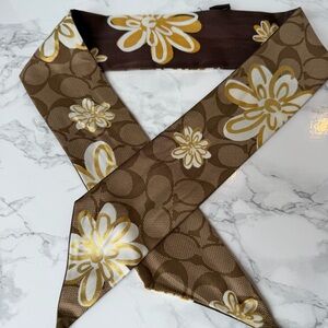Coach Silk Brown and Gold Floral Twilly